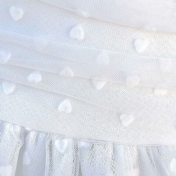 Lulus White Tulle Heart Dot Tie-Strap Luxe and Lovestruck Midi Dress Size S - Picture 2 of 10